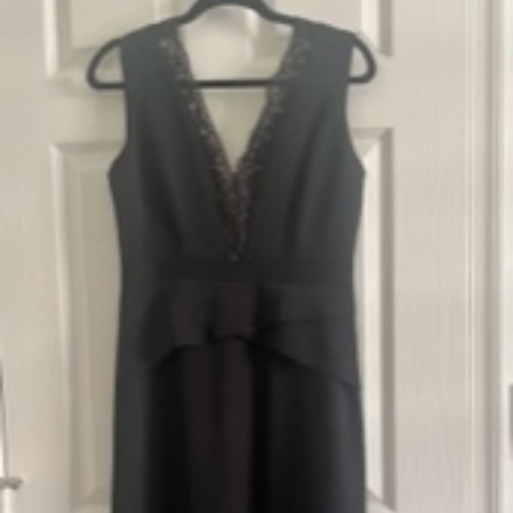 BCBGMaxAzria Black Evening Gown Sz 10 with Lace Detail